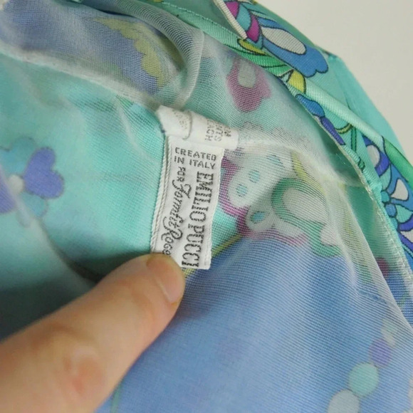 RARE Vintage 60s Emilio Pucci Formfit Rogers Iconic Blue Paisley Maxi Slip Dress - Picture 13 of 14